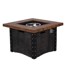 Good Product 50,000 BTU Outdoor Gas Fire Table, Faux Woodgraine Table top Fire Pit