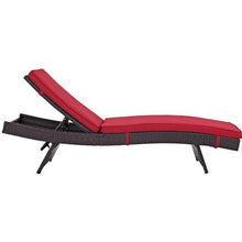 Modway Convene Wicker Rattan Outdoor Patio Chaise Lounge Chairs Set of 2 Red