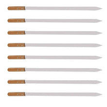 NYTFHMS Kebab Skewers with Wooden Handle 2-8Pcs 23.5'' Large Stainless Steel Skewers Wood Barbecue Grill Long Handle Flat Kebab Skewer Accessories Tool,Size_name-8pcs
