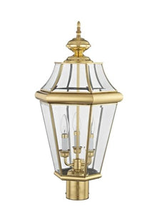 Livex Lighting 2364-01 3-Light Outdoor Post Lantern, Antique Brass