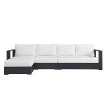Modway Tahoe Modular Aluminum 3-Piece Outdoor Patio Furniture Gray White, Left-Facing Sectional Sofa Set with Weather-Resistant Cushions, Ideal for Deck, Backyard, Poolside