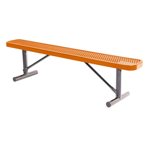 COATEDOUTDOORFURNITURE Bench, Textured Orange, Expanded, 6Ft, No Back