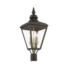 Livex Lighting 27375-01 Adams - 3 Light Large Outdoor Post Top Lantern in Traditional Style-26.75 Inches Tall and 10.63 Inches Wide, Finish Color: Antique Brass/Brushed Nickel