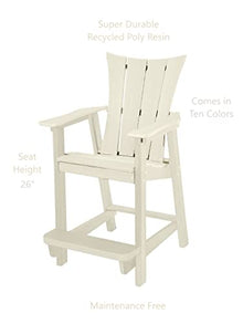 Phat Tommy Modern Tall Adirondack Chair Set - All Weather Poly with Removable Table, White