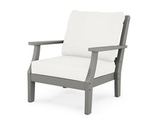 Martha Stewart by POLYWOOD Chinoiserie Outdoor Deep Seating Chair with Cushion, Slate Grey/Natural Linen, Durable and Comfortable HDPE All-Weather Patio Furniture for Deck, Backyard, Made in the USA