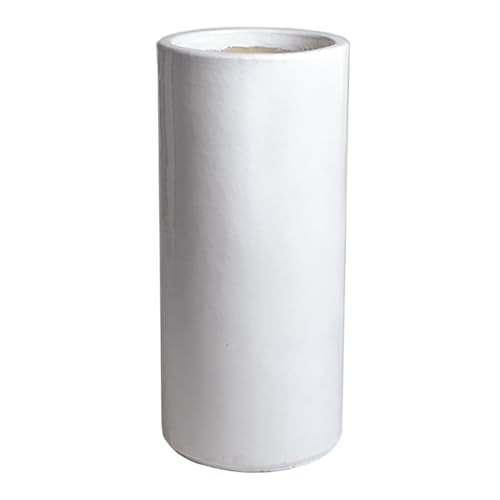 Emissary 15in. L x 36in. H White Stoneware Round Planter