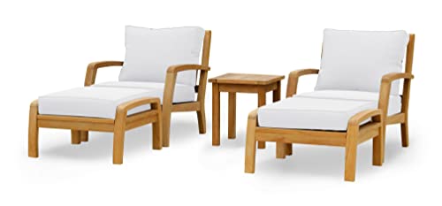 Douglas Nance Somerset Solid Teak Patio Deep Seating Club Chair w/Ottoman.2 (Natural)