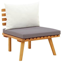 NLQMSU 4-Piece Acacia Wood Garden Lounge Set Dark Grey