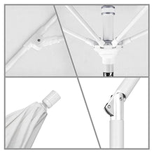 California Umbrella 9' Round Crank Lift, Collar Tilt, Aluminum Pole, Fiberglass Rib Patio Umbrella, White Finish, Sunbrella Natural