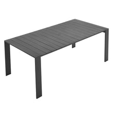 Modway Tahoe Outdoor Patio Powder-Coated Aluminum Rectangular Dining Table in Gray - Large 83 Inch Patio Table with Umbrella Hole and Cover - 8 Person Dining Table - Slatted Patio Furniture Table