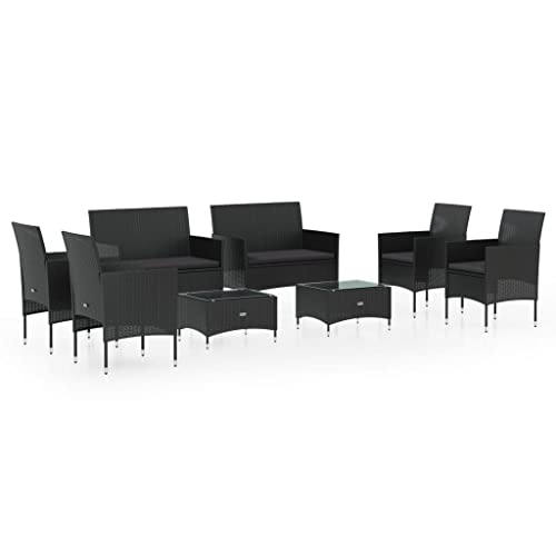 KPOUTRFG 8 Piece Outdoor Lounge Set with Rectangular Patio Seating Made of Weather Resistant PE Rattan Furniture for Garden and Terrace