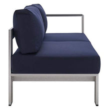 Modway Shore 7 Piece Outdoor Patio Aluminum Sectional Sofa Set Blue