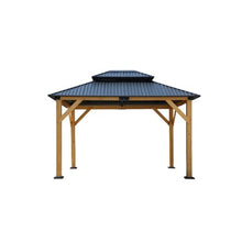 Pavilion Gazebo Wooden Coated Fir Wood Carport Steel Frame Canopy with Steel Double Roof Outdoor Permanent Metal Pavilion