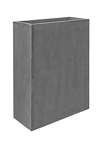 Pottery Pots Modern Natural Gray Rectangular Planter Pot - Elegant Jort Indoor Outdoor Flower Pot – 32”H x 10”W x 24”L