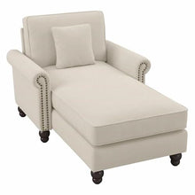 Bush Furniture Chaise Lounge Chair with Arms, Coventry Collection, Cream Herringbone
