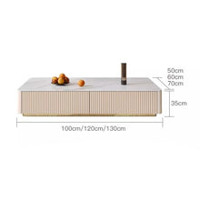 living room table Rectangular Coffee Table, Modern Minimalist Coffee Table with Slate Top and 4 Drawers, Living Room Center Table Sofa Table, Easy to Assemble outdoor side table(130x70x35cm)