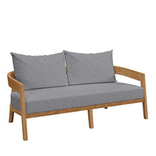 Modway Brisbane Teak Wood Outdoor Patio Loveseat Natural Gray