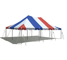 Party Tents Direct 20' x 30' Weekender Pole Canopy, Red White & Blue Top