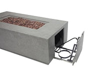Elementi Andes Propane Gas Fire Pit Table Bundle Cast Concrete with Concealed pullout Propane Tank Storage Drawer | Electronic Ignition | Canvas Cover, Lava Rock Included | Light Gray (Propane Gas)