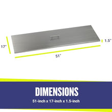 American Fireglass 51" Stainless Steel Cover Rectangular Drop-in Pan Cover