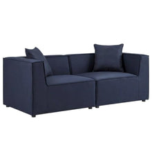 Outdoor Escape Blue 2-Piece Outdoor Patio Sectional Sofa Loveseat with Cushioned Seats, Durable Frame, Contemporary Design, and Comfortable Armrests
