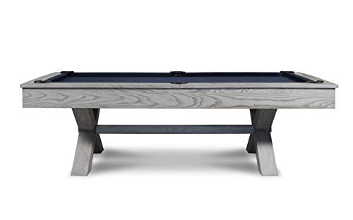 Empire USA Manhattan Slate Pool Table 8FT with Premium Billiard Accessories Whitewash