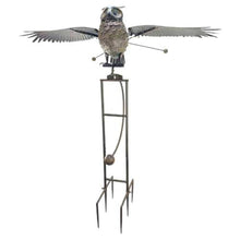 Red Carpet Studios Garden Stake Yard Art Metal and Glass Balance Rocker with 6-Prong Stake, Jumbo 6.5 Feet Tall, Owl