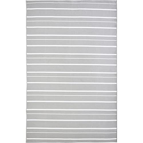 SIGNATURE HOME COLLECTION 9' x 12' Gray and White Striped Outdoor Area Rug Grey