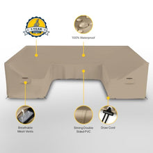 Seal Skin Covers U Shaped Sectional Covers, Waterproof UV Resistant Patio Furniture Protector with Breathable Vents, Handles & Drawcord, Beige, 108" L × 82" W × 28" H