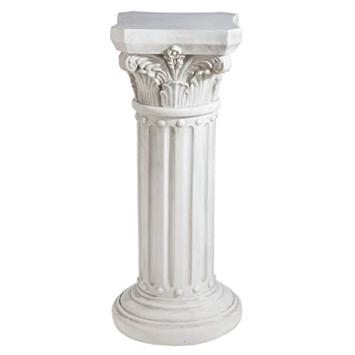 Design Toscano Athena Corinthian Furniture Pedestal Column Plant Stand, 16 Inches Wide, 16 Inches Deep, 33 Inches High, Handcast Polyresin, Antique Stone Finish