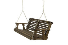 Amish Casual Heavy Duty 700 Lb Capacity Porch Swing (4 Foot, Dark Walnut Stain) – Wooden Outdoor Roll Back Swing with Hanging Chains – Amish Made in the USA