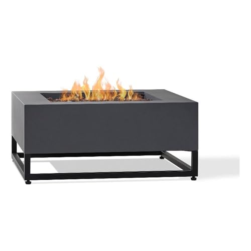 Real Flame Blake Square Propane Fire Table in Weathered Slate with Natural Gas Conversion Kit