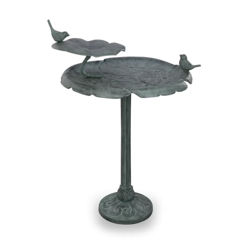 SPI Home Bird Chat on Lotus Bird Bath Outdoor Decor