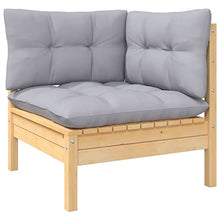 Heofavd 13-Piece Garden Patio Furniture Set Grey Solid Pinewood Modular Outdoor Sectional Loveseat with Ottoman 25x25x11 in for Backyard Balcony and Lawn