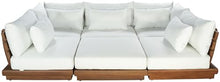 Meridian Furniture 111White-Sec6C Mirella Collection Modern | Contemporary Outdoor Patio U-Shaped 6pc. Modular Sectional with Solid Teak Frame, Water Resistant Fabric, 113" W x 75" D x 27" H, White