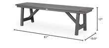 POLYWOOD Rustic Farmhouse 60 Inch Backless Bench, Outdoor Patio Garden Furniture, All-Weather HDPE Lumber, Slate Grey