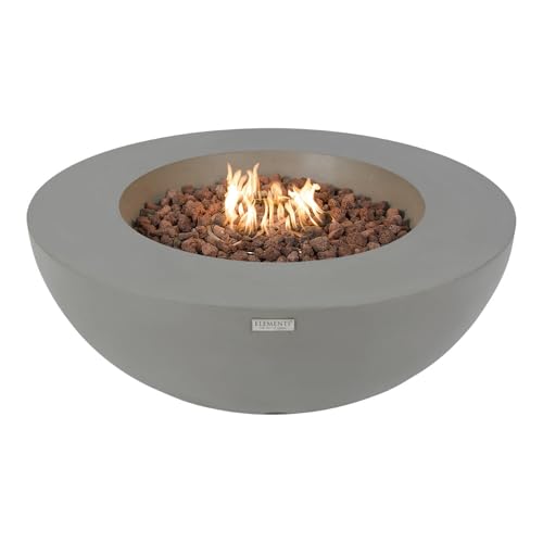 Lunar Bowl Fire Table Outdoor Fire Pit 42" x 42" Cast Concrete Round Firepit Includes Lava Rocks 45,000 BTUs Outdoor Fireplace for Patio Furniture Set, Deck, Porch, Outdoor Heater - Liquid Propane