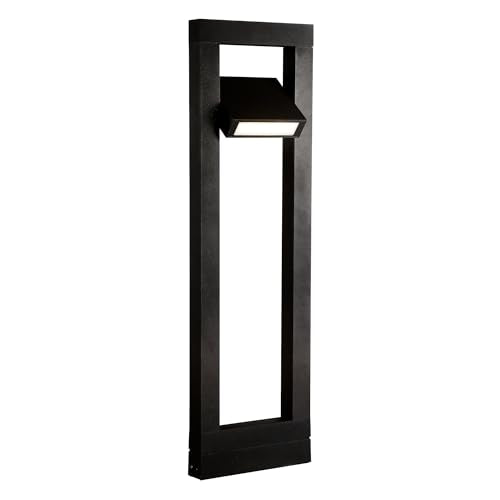 Eurofase Crois LED Bollard Path Light – 10.8" Modern Black Exterior Light for Landscape & Outdoor Spaces, 742 Lumens, 3000K Warm White, Wet Rated
