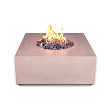 36" Premium “Terra 2" Square Concrete Fire Bowl - Heavy Cement Natural Gas Fire Pit - Modern Outdoor Fire Table with Key Valve GFRC (36” L x 36” W x 16” H) (Natural Grey)