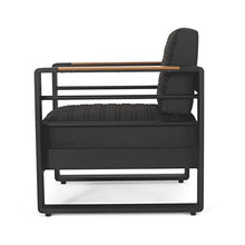 Christopher Knight Home Giovanna Outdoor Club Chair, Black + Natural + Dark Gray