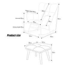 MHJKHG Flannel Rocking Chair Reading Chair Garden Lounge Chair Armchair Camping Rocking Chair with Footstool, for Balcony Bedroom Living Room，C Withoutfootstool