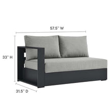 Modway Tahoe Aluminum Modular Left-Facing Outdoor Patio Loveseat Gray with Weather-Resistant Cushions, Couch for Garden Backyard, Poolside