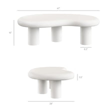 Modway Elowen Coffee Table in White - Concrete Sculptural Center Table for Indoor and Outdoor Spaces