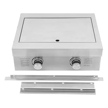 Grilling Side Burners for Outdoor Kitchen, 3.5KW Stainless Steel Embedded Grill Burners, Duty Heavy Grill Burners with Cover Plate, Heat Dissipation Holes (Double Holes(Liquefied Petroleum Gas))