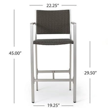 Christopher Knight Home Cape Coral Outdoor Wicker Bar Stools, 4-Pcs Set, Grey