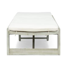 Christopher Knight Home Maki Outdoor Acacia Wood Chaise Lounge Set of 2 Weathered Gray + Gray + Cream