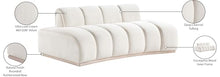 Meridian Furniture 44093Cream-L Jace Collection Art Deco Loveseat with Ultra Luxe Cream 460 GSM Velvet, Natural Finish Rubberwood Base, Eucalyptus Wood Frame, Tufting, 78.5" W x 38.5" D x 28" H, Cream