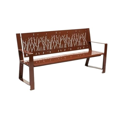 tanyunji001 Garden Benches Steel Openwork Garden Backrest Bench with Armrests for Outdoor Balcony(Small)