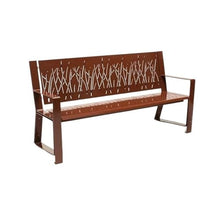 LUYOUBOZHU Patio Benches Steel Openwork Garden Backrest Bench with Armrests for Outdoor Balcony(Large)