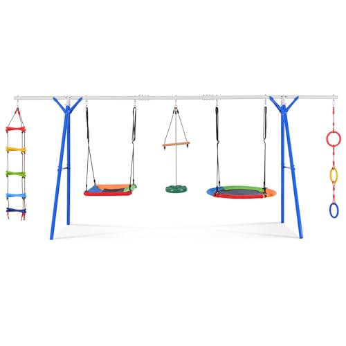 PRODC 5-in-1 Outdoor Toddler Swing Set with Steel Frame